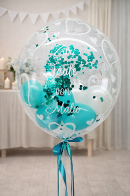 Ballon zur Taufe in Türkis und Weiß